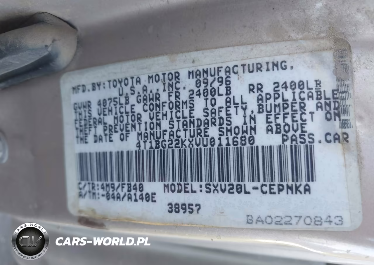 1997 Toyota Camry Le VIN:4T1BG22KXVU011680 - 9