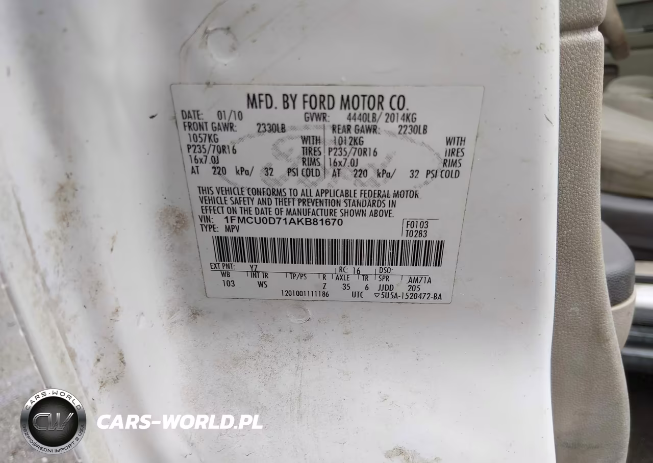 2010 Ford Escape Xlt VIN:1FMCU0D71AKB81670 - 9