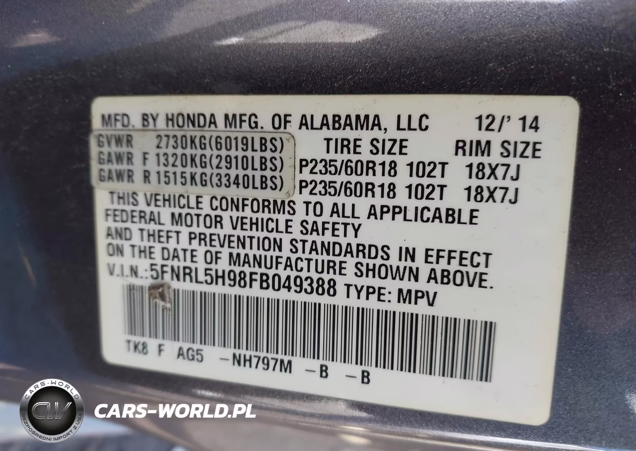 2015 Honda Odyssey Touring-Touring Elite VIN:5FNRL5H98FB049388 - 9
