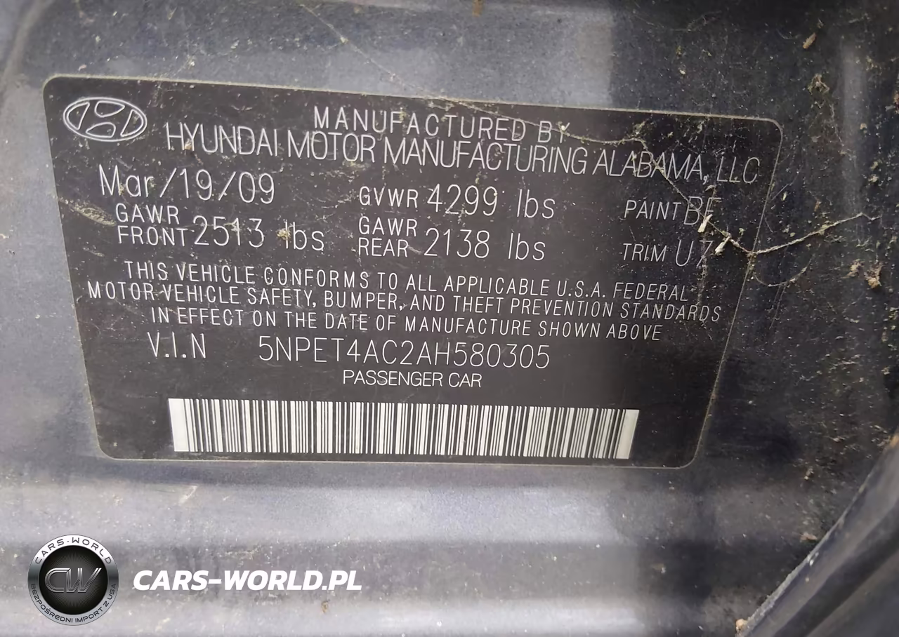 2010 Hyundai Sonata Gls VIN:5NPET4AC2AH580305 - 9