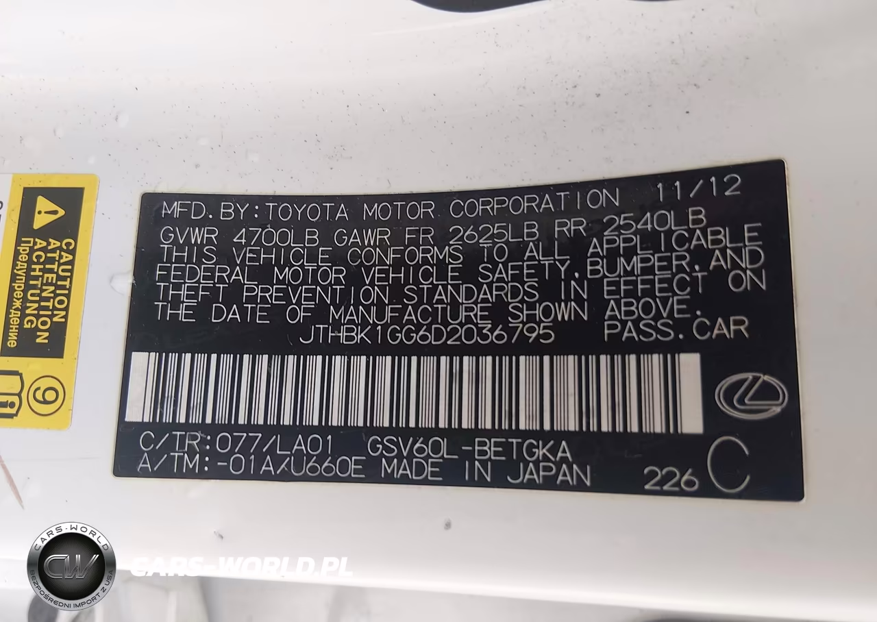 2013 Lexus Es 350 VIN:JTHBK1GG6D2036795 - 9