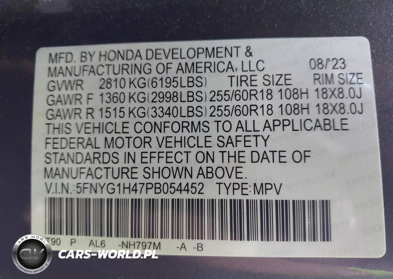 2023 Honda Pilot Awd Ex-L 8 Passenger VIN:5FNYG1H47PB054452 - 9