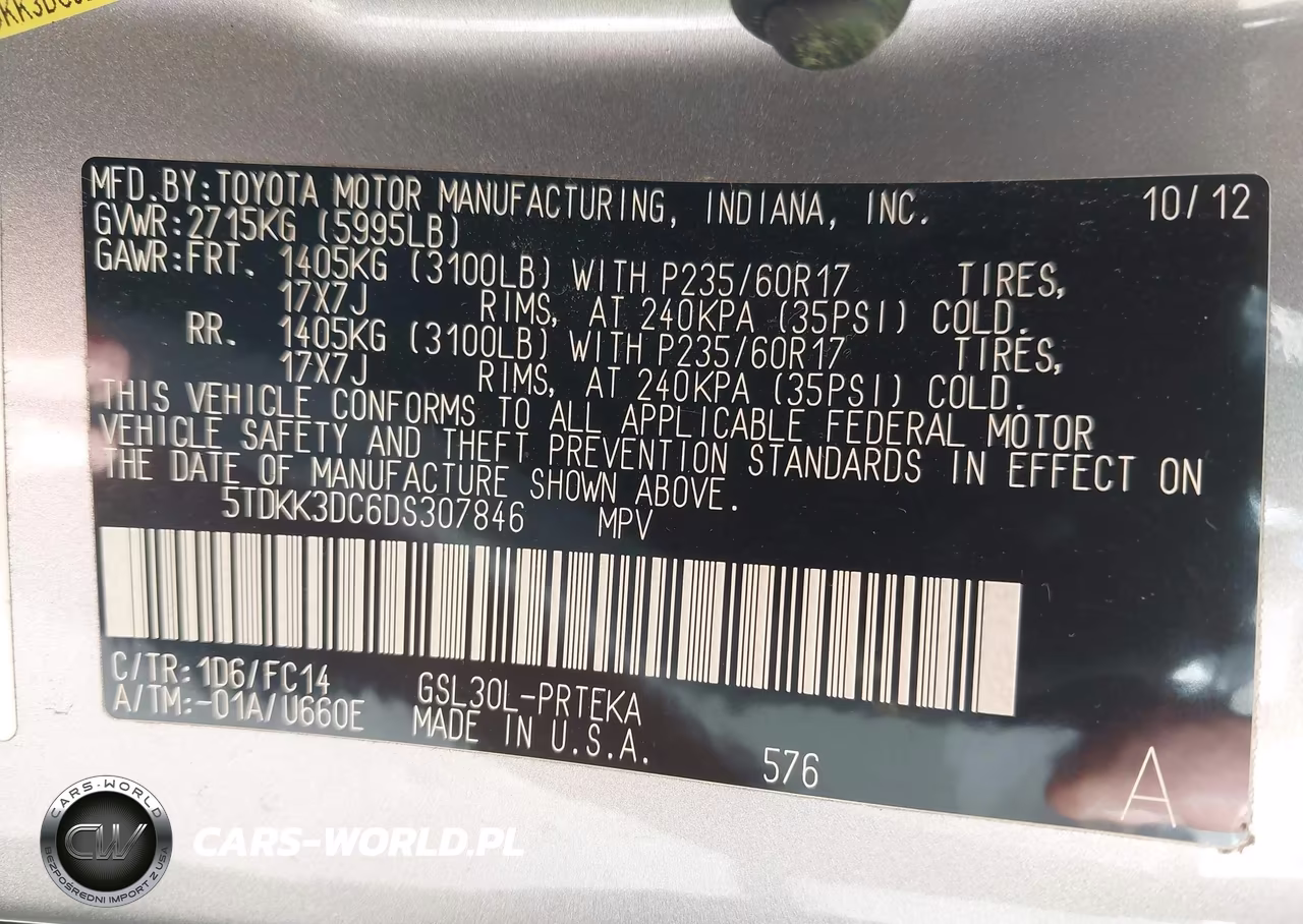 2013 Toyota Sienna Le V6 8 Passenger VIN:5TDKK3DC6DS307846 - 9