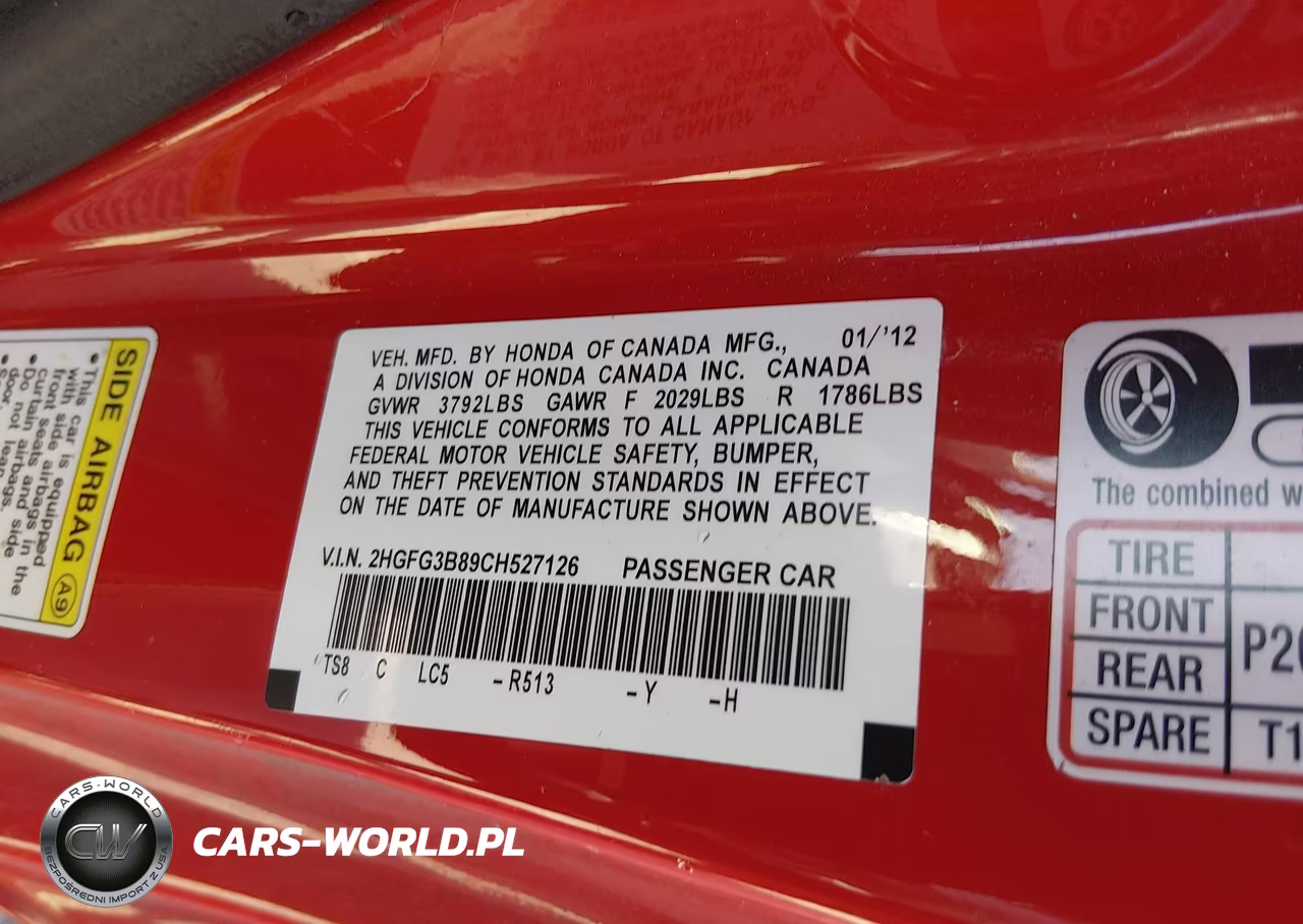 2012 Honda Civic Ex VIN:2HGFG3B89CH527126 - 9