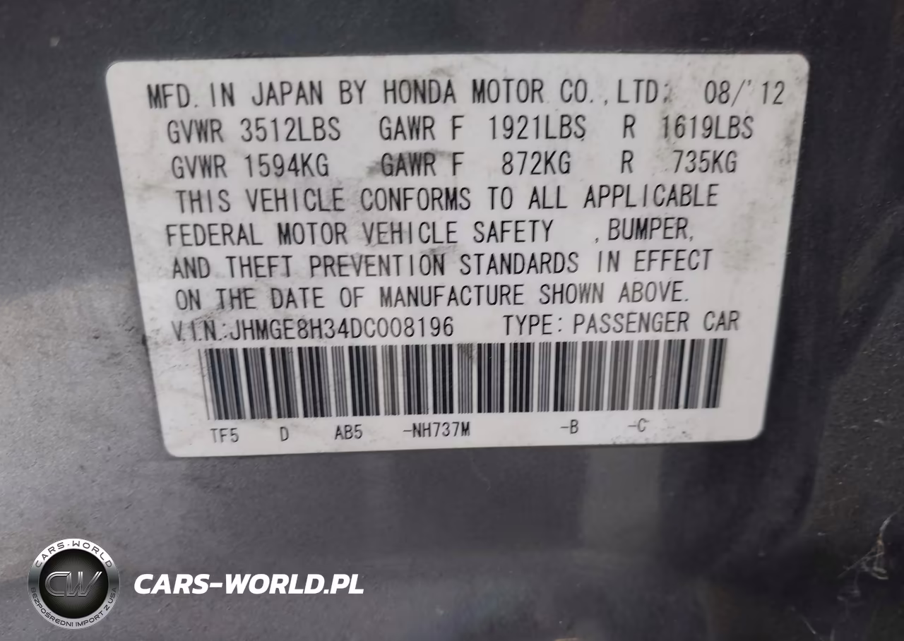 2013 Honda Fit VIN:JHMGE8H34DC008196 - 9