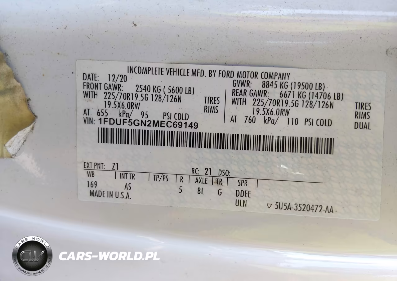2021 Ford F-550 Chassis Xl VIN:1FDUF5GN2MEC69149 - 8