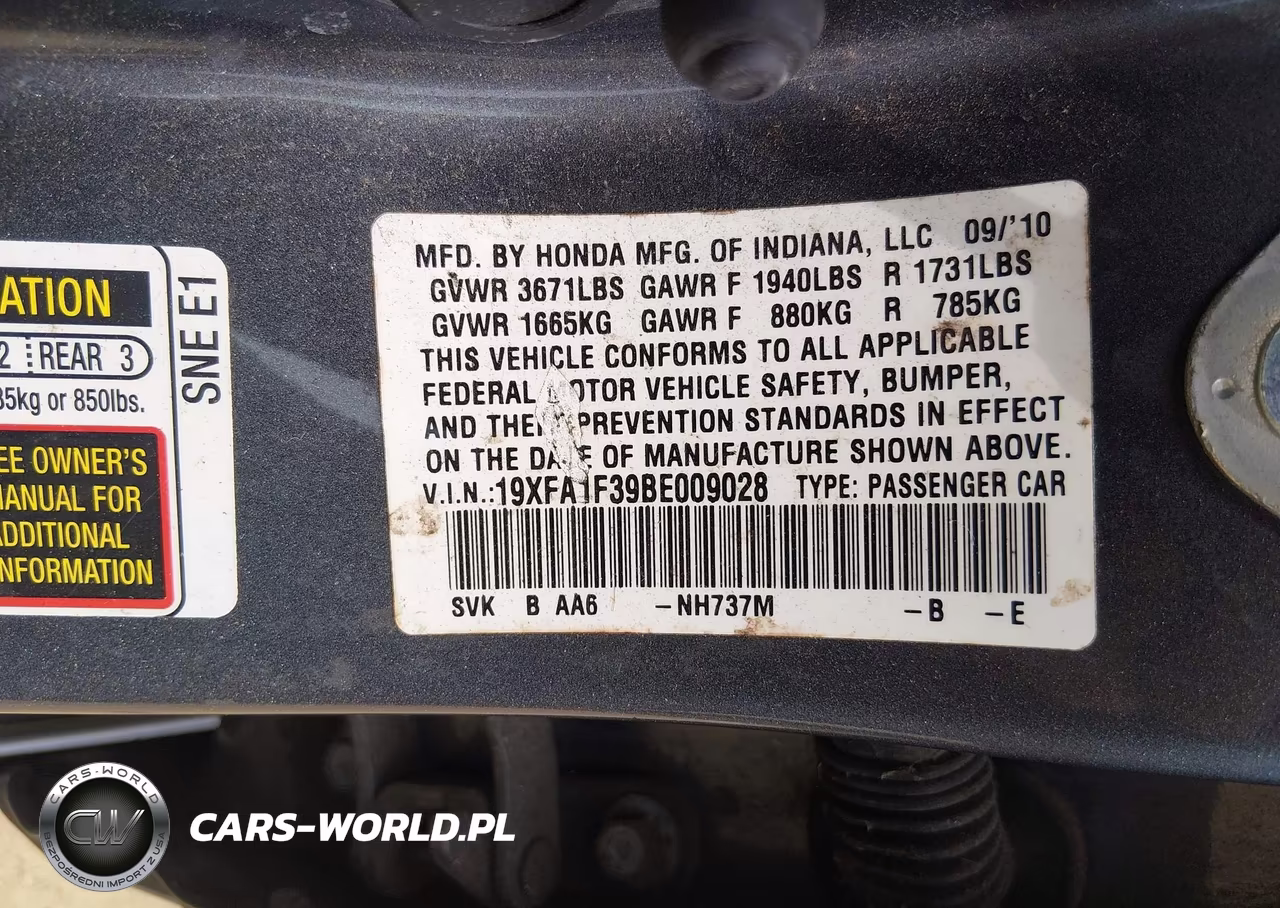 2011 Honda Civic Vp VIN:19XFA1F39BE009028 - 9