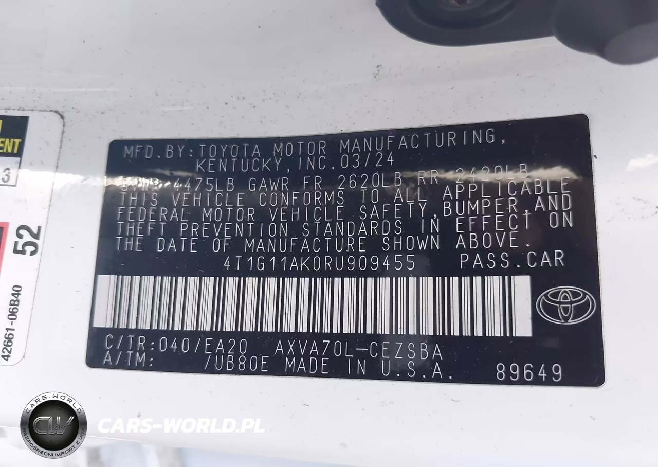 2024 Toyota Camry Se VIN:4T1G11AK0RU909455 - 9