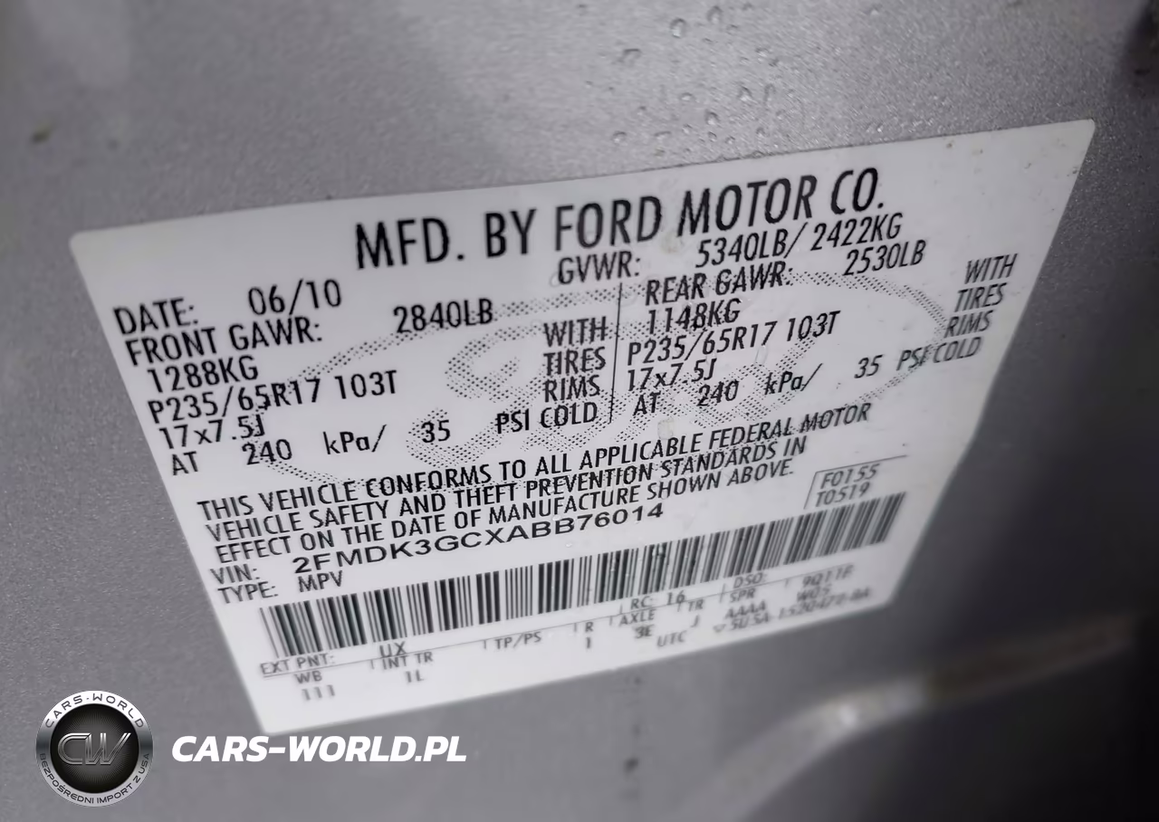 2010 Ford Edge Se VIN:2FMDK3GCXABB76014 - 9
