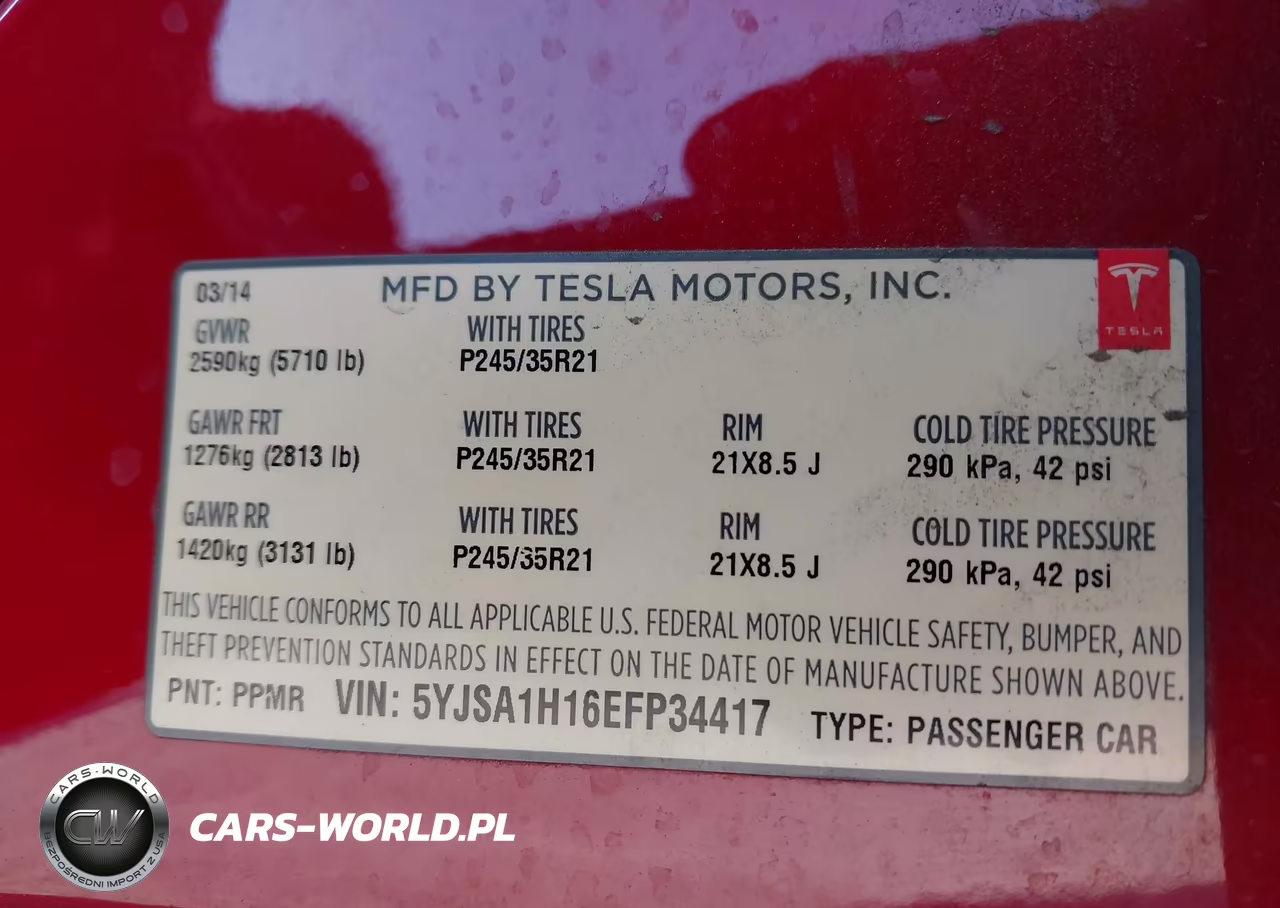 2014 Tesla Model S P85 VIN:5YJSA1H16EFP34417 - 9