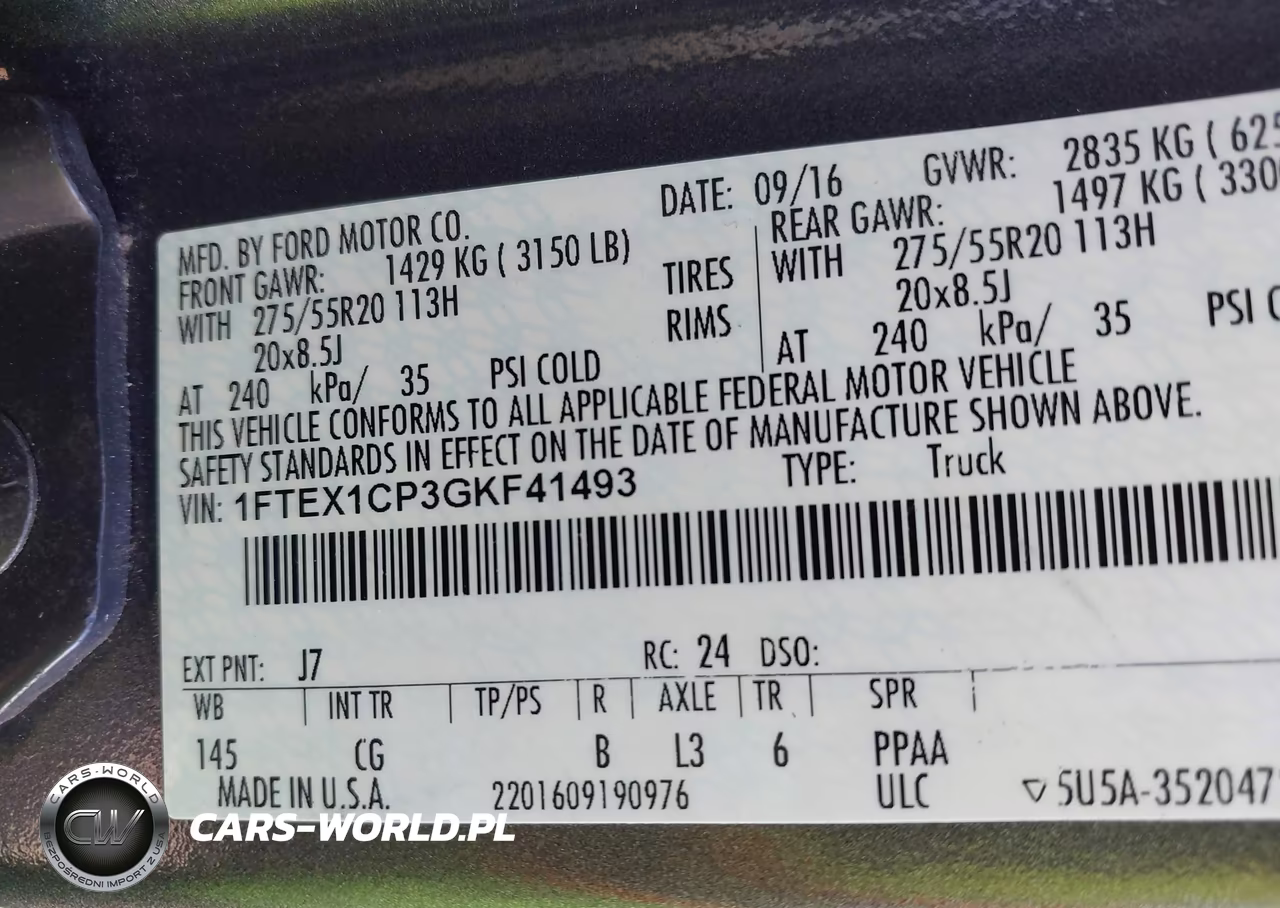2016 Ford F-150 Xl VIN:1FTEX1CP3GKF41493 - 9