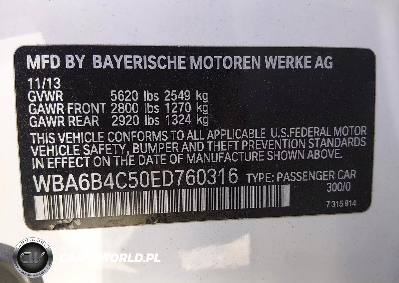 2014 BMW 650I Gran Coupe xDrive VIN:WBA6B4C50ED760316 - 9