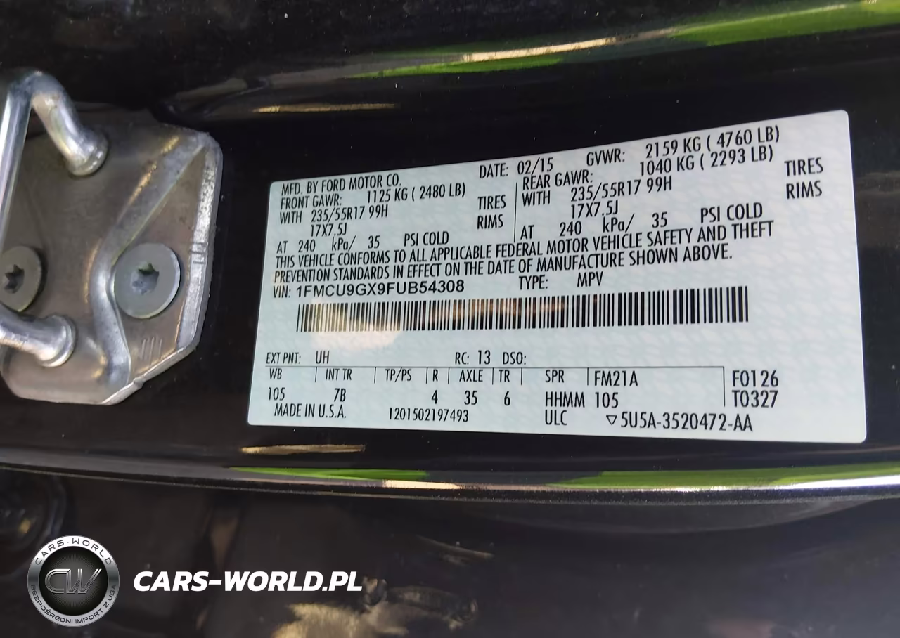 2015 Ford Escape Se VIN:1FMCU9GX9FUB54308 - 9