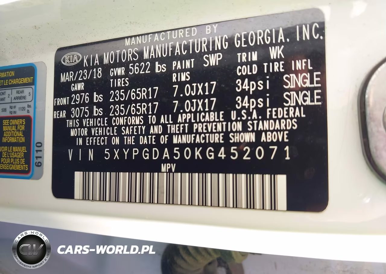 2019 Kia Sorento 3.3L Lx VIN:5XYPGDA50KG452071 - 9