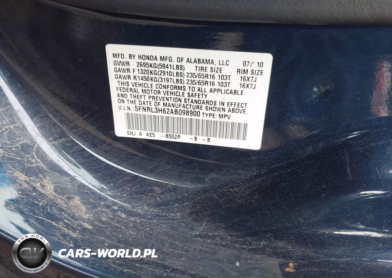 2010 Honda Odyssey Ex-L VIN:5FNRL3H62AB098900 - 9
