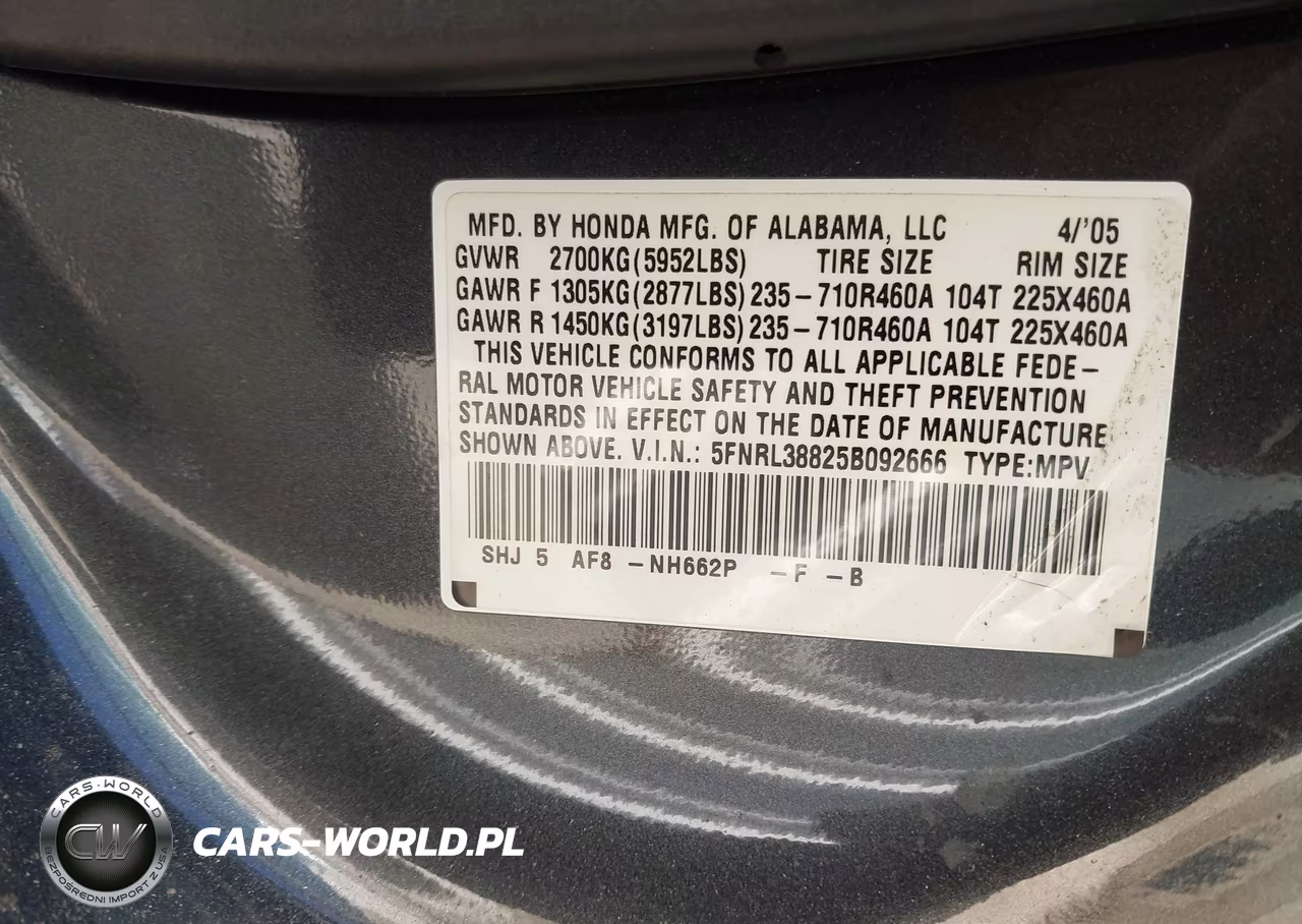 2005 Honda Odyssey Touring VIN:5FNRL38825B092666 - 9
