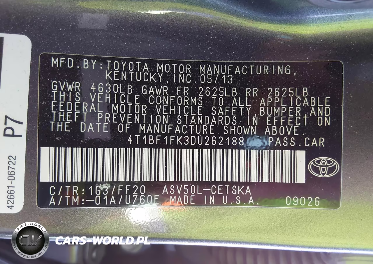 2013 Toyota Camry Se VIN:4T1BF1FK3DU262188 - 9