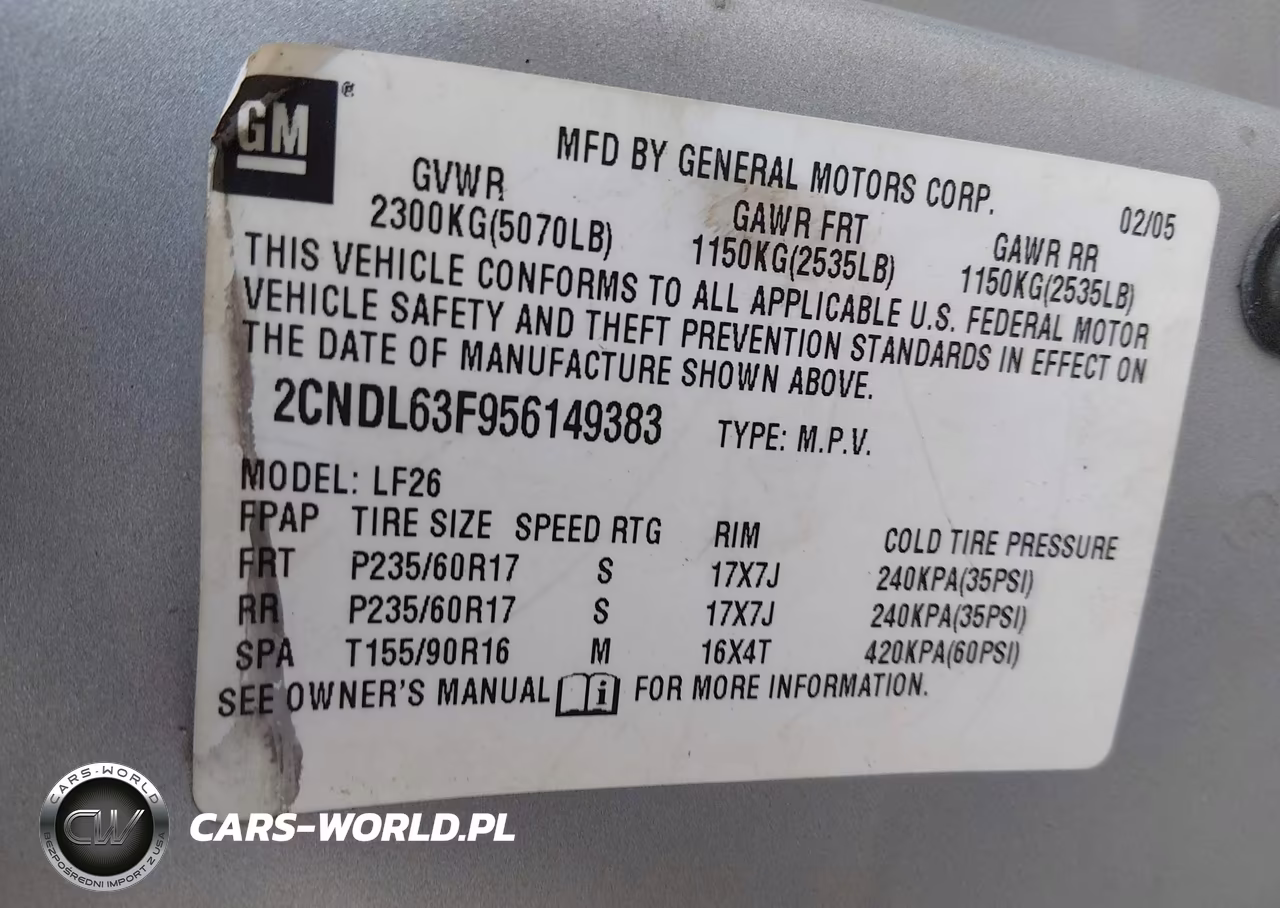 2005 Chevrolet Equinox Lt VIN:2CNDL63F956149383 - 9