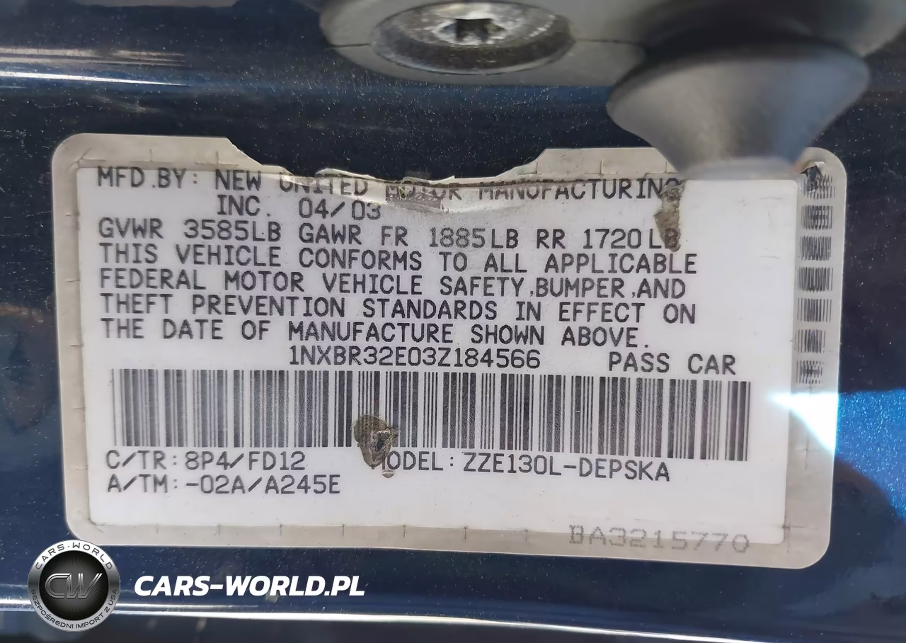 2003 Toyota Corolla S VIN:1NXBR32E03Z184566 - 9