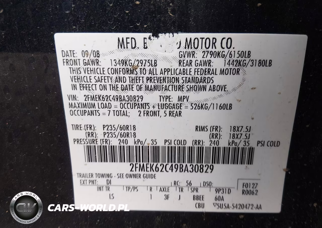 2009 Ford Flex Sel VIN:2FMEK62C49BA30829 - 9