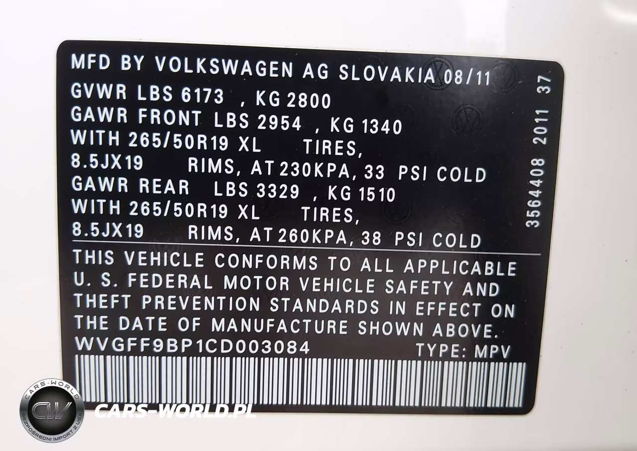 2012 Volkswagen Touareg Vr6 Lux VIN:WVGFF9BP1CD003084 - 9