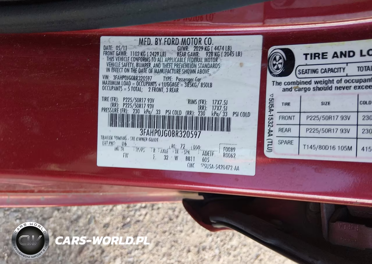 2011 Ford Fusion Sel VIN:3FAHP0JG0BR320597 - 9