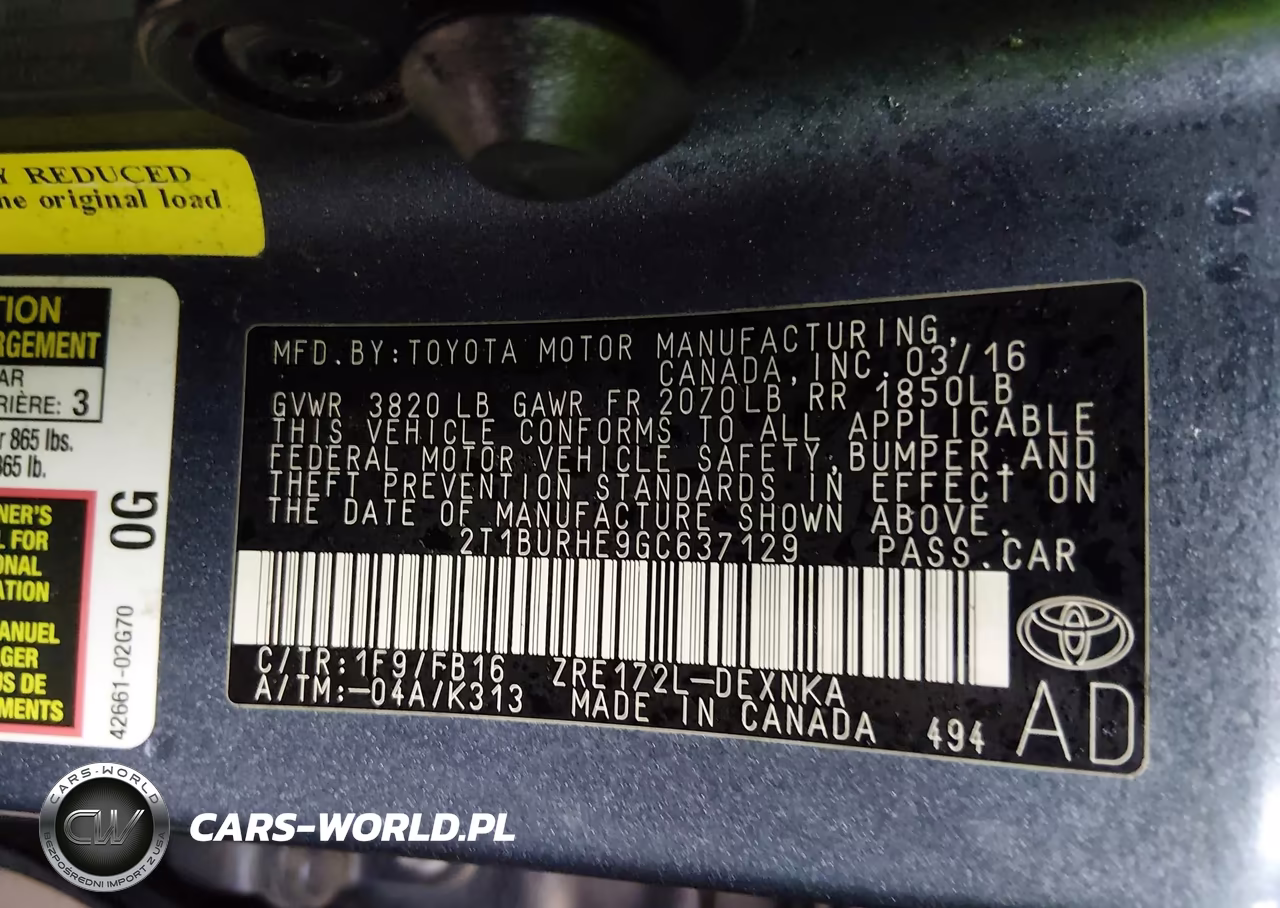 2016 Toyota Corolla Le VIN:2T1BURHE9GC637129 - 9