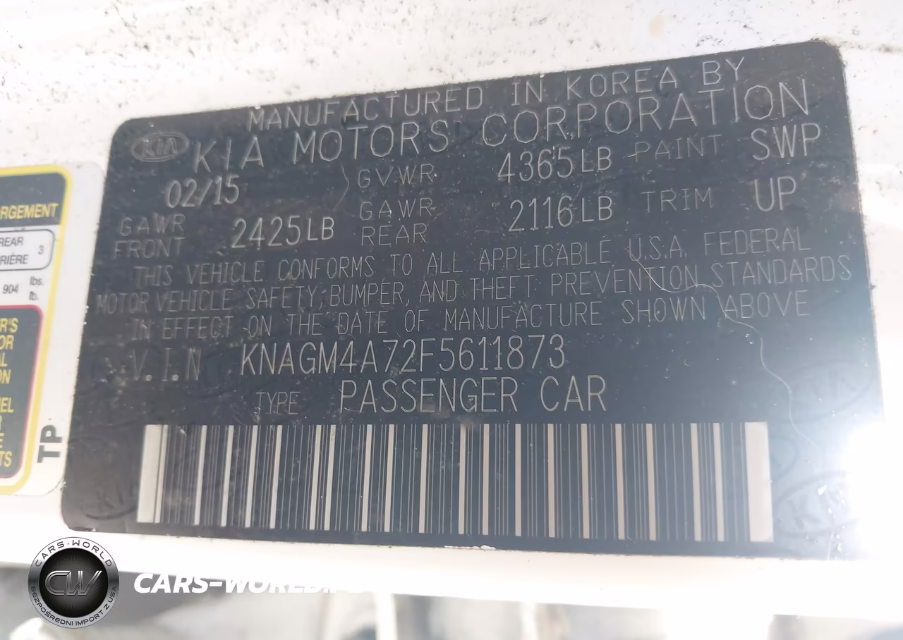 2015 Kia Optima Lx VIN:KNAGM4A72F5611873 - 9