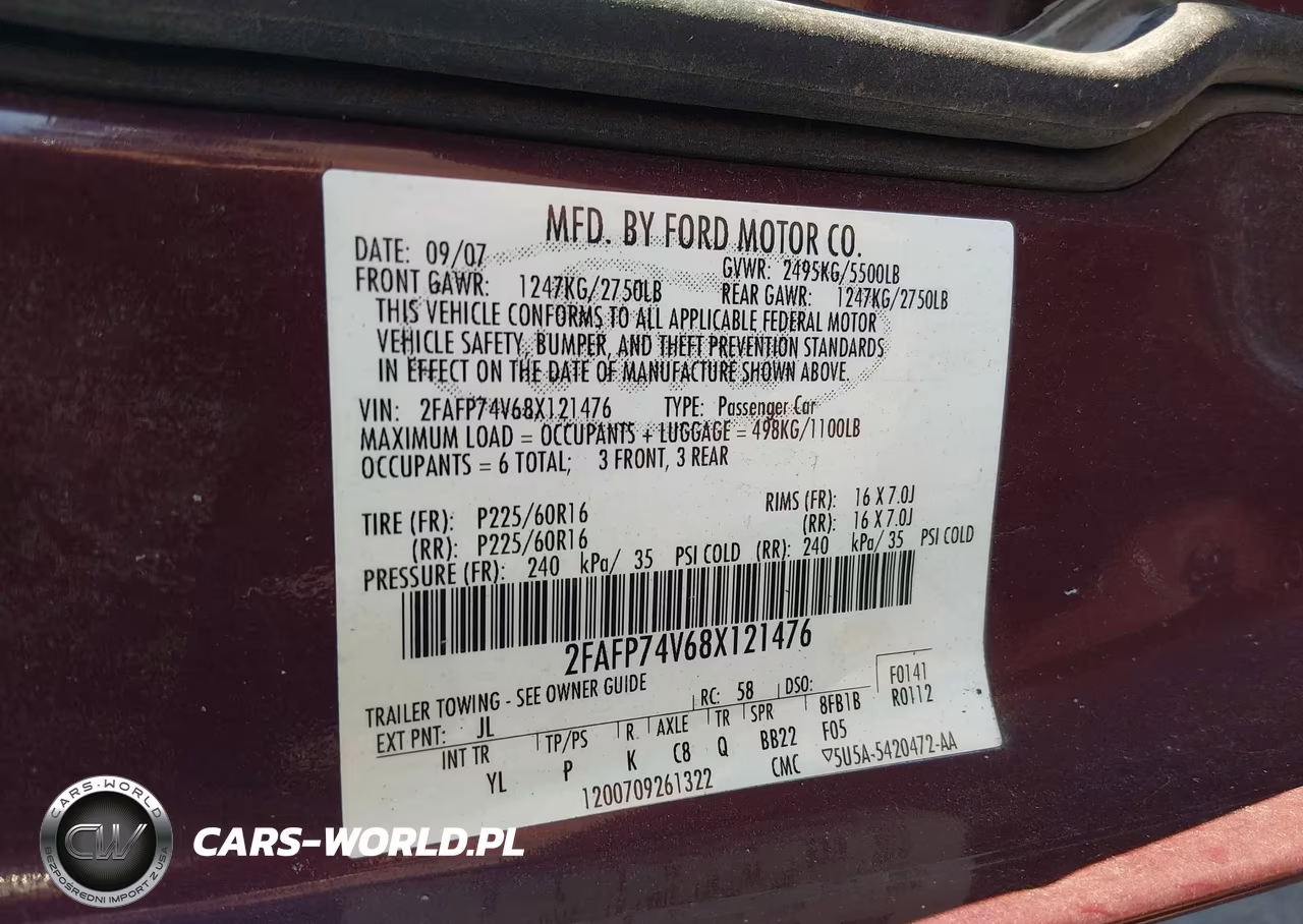 2008 Ford Crown Victoria Lx VIN:2FAFP74V68X121476 - 9