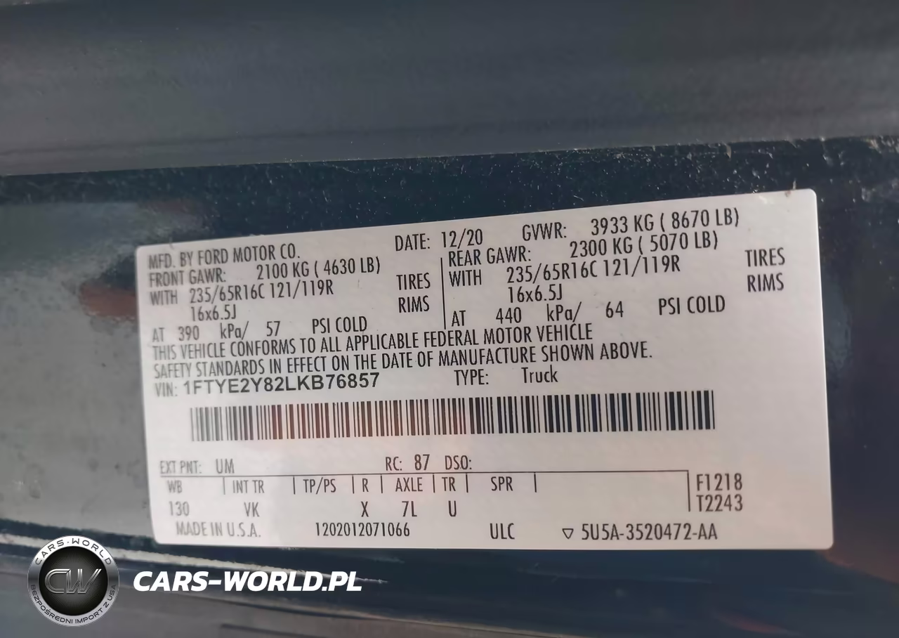 2020 Ford Transit-150 VIN:1FTYE2Y82LKB76857 - 9