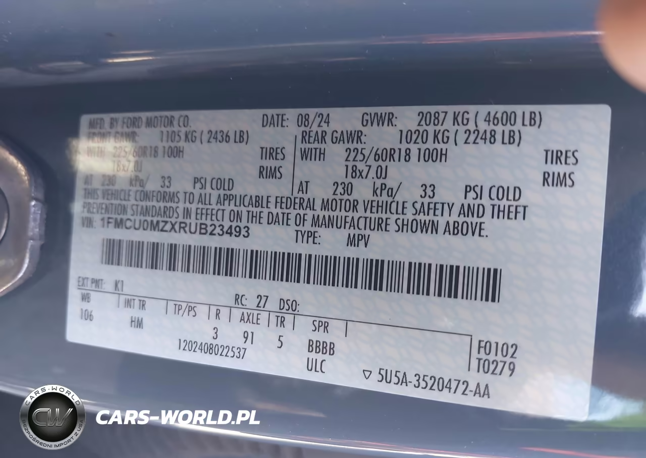 2024 Ford Escape St-Line VIN:1FMCU0MZXRUB23493 - 9