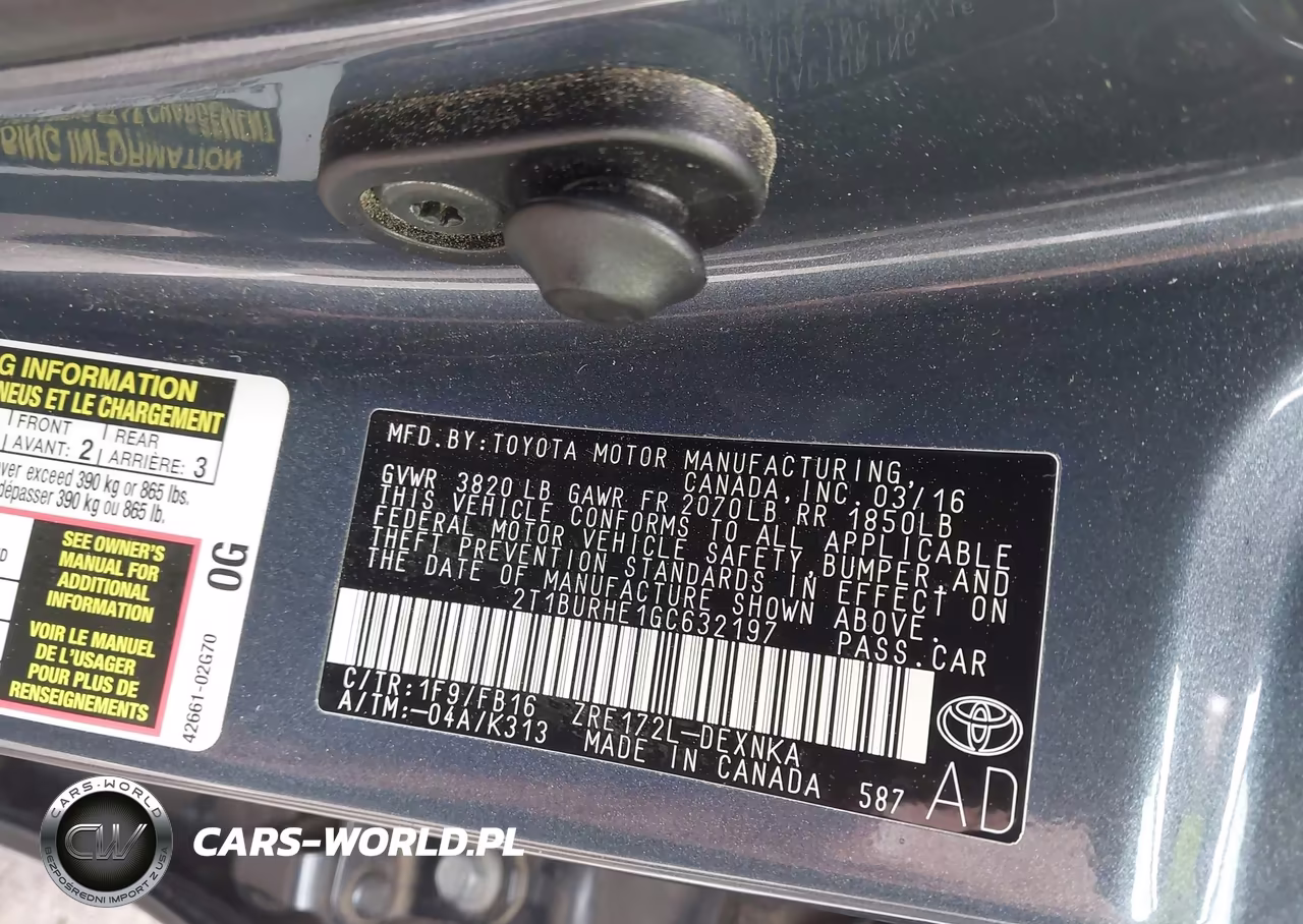 2016 Toyota Corolla Le VIN:2T1BURHE1GC632197 - 9