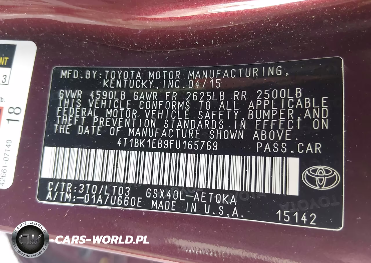 2015 Toyota Avalon Xle Touring VIN:4T1BK1EB9FU165769 - 9