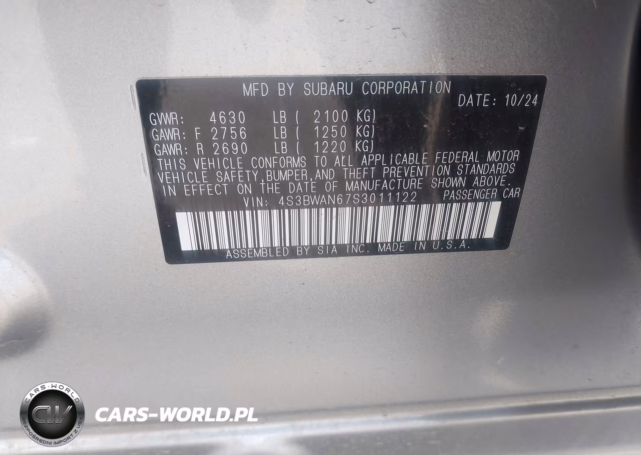 2025 Subaru Legacy Limited VIN:4S3BWAN67S3011122 - 9