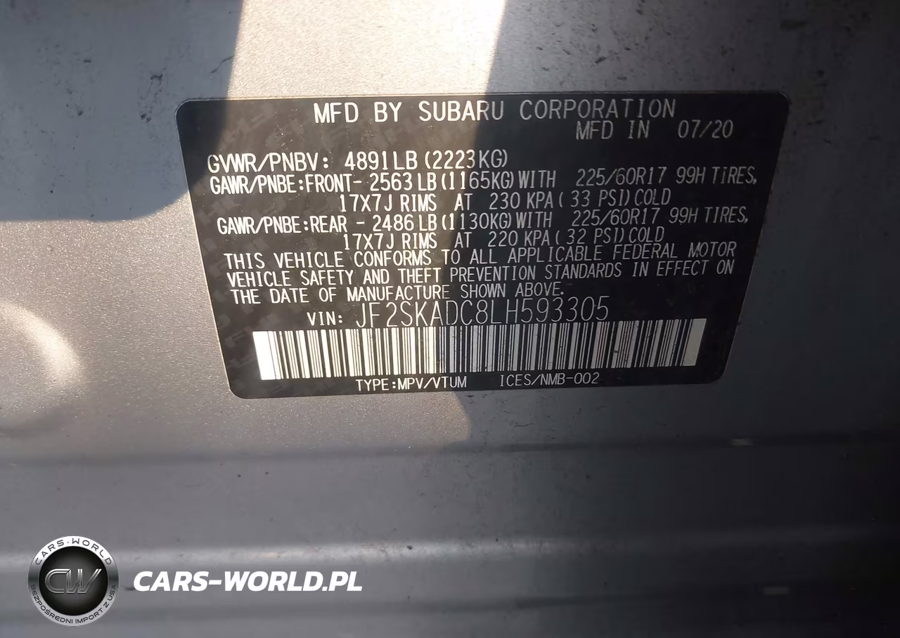 2020 Subaru Forester VIN:JF2SKADC8LH593305 - 9