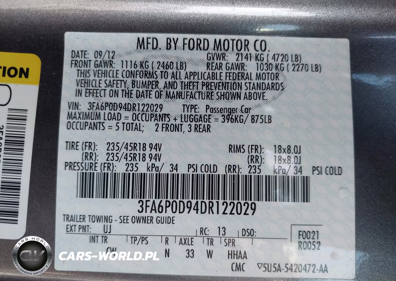 2013 Ford Fusion Titanium VIN:3FA6P0D94DR122029 - 9