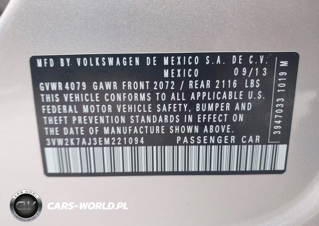 2014 Volkswagen Jetta 2.0L S VIN:3VW2K7AJ3EM221094 - 9