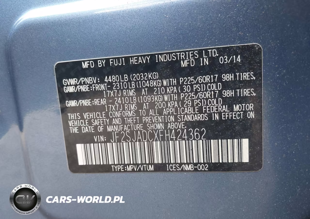 2015 Subaru Forester 2.5I Premium VIN:JF2SJADCXFH424362 - 9
