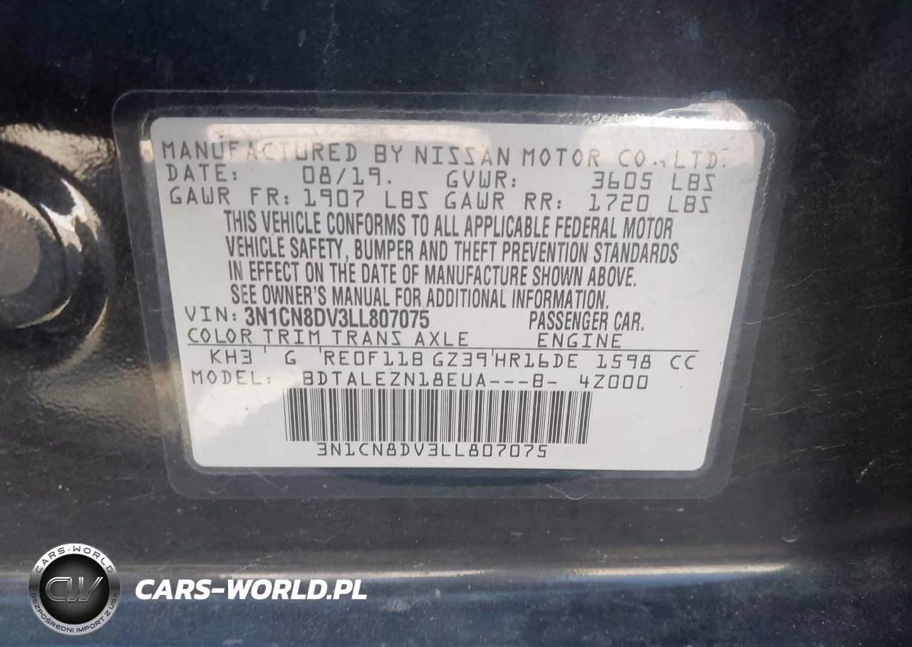 2020 Nissan Versa S Xtronic Cvt VIN:3N1CN8DV3LL807075 - 9