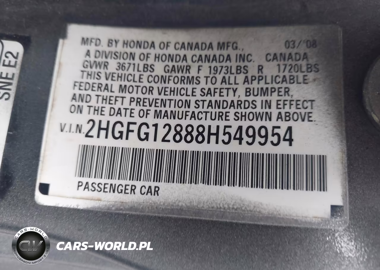 2008 Honda Civic Ex VIN:2HGFG12888H549954 - 9