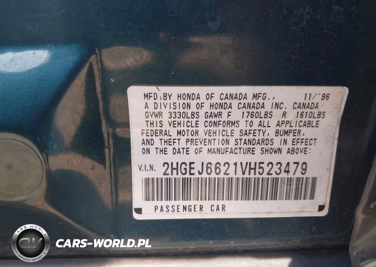 1997 Honda Civic Dx VIN:2HGEJ6621VH523479 - 9