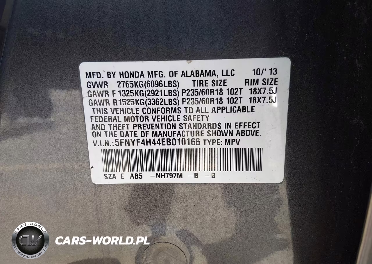 2014 Honda Pilot Ex VIN:5FNYF4H44EB010166 - 9