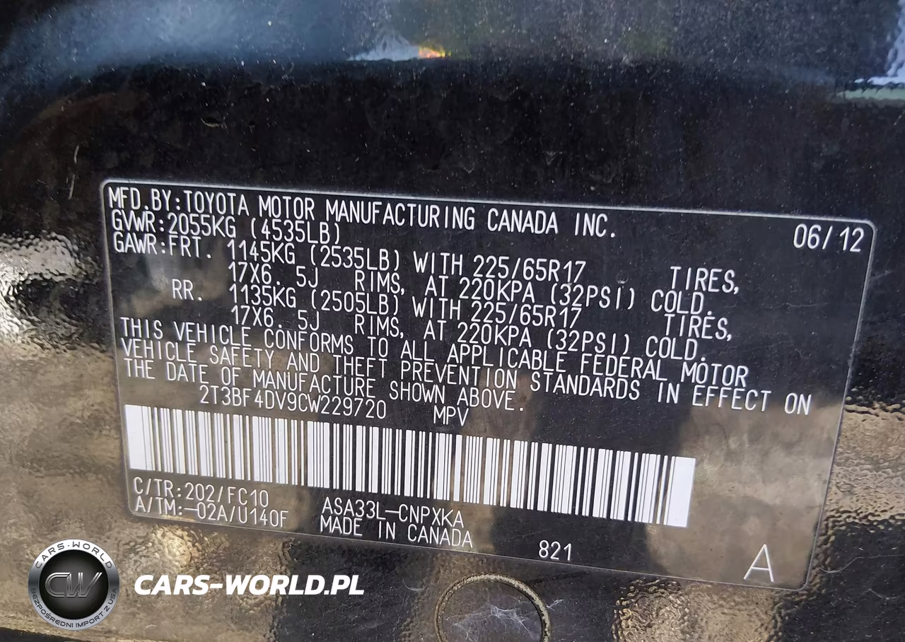 2012 Toyota Rav4 VIN:2T3BF4DV9CW229720 - 9
