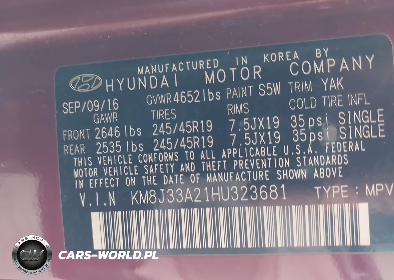 2017 Hyundai Tucson Sport VIN:KM8J33A21HU323681 - 9