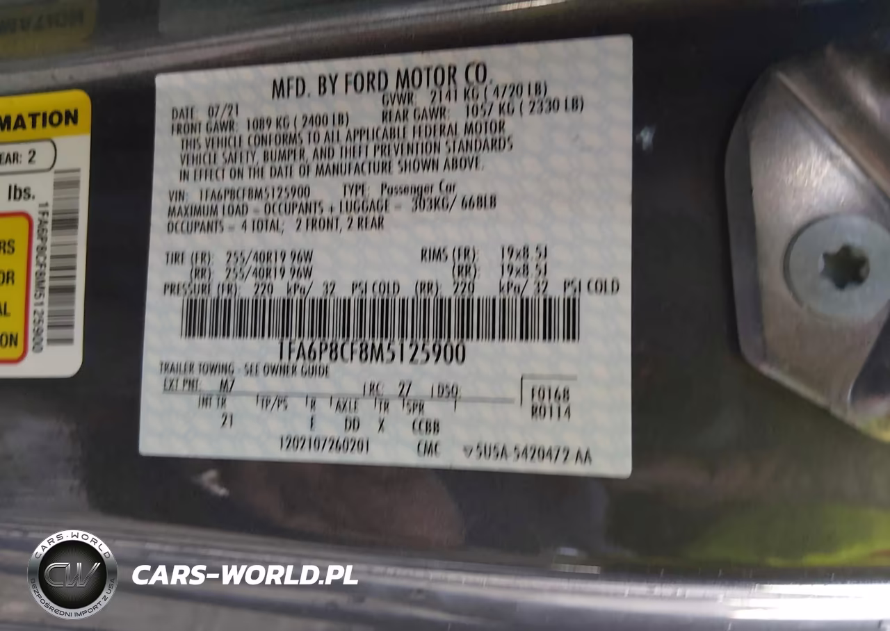 2021 Ford Mustang Gt Fastback VIN:1FA6P8CF8M5125900 - 9