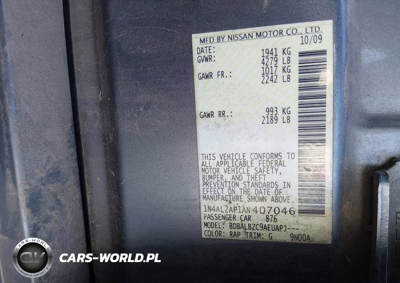 2010 Nissan Altima 2.5 S VIN:1N4AL2AP1AN407046 - 9