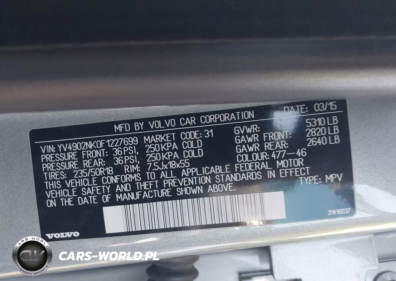 2015 Volvo Xc70 T6 VIN:YV4902NK0F1227699 - 9