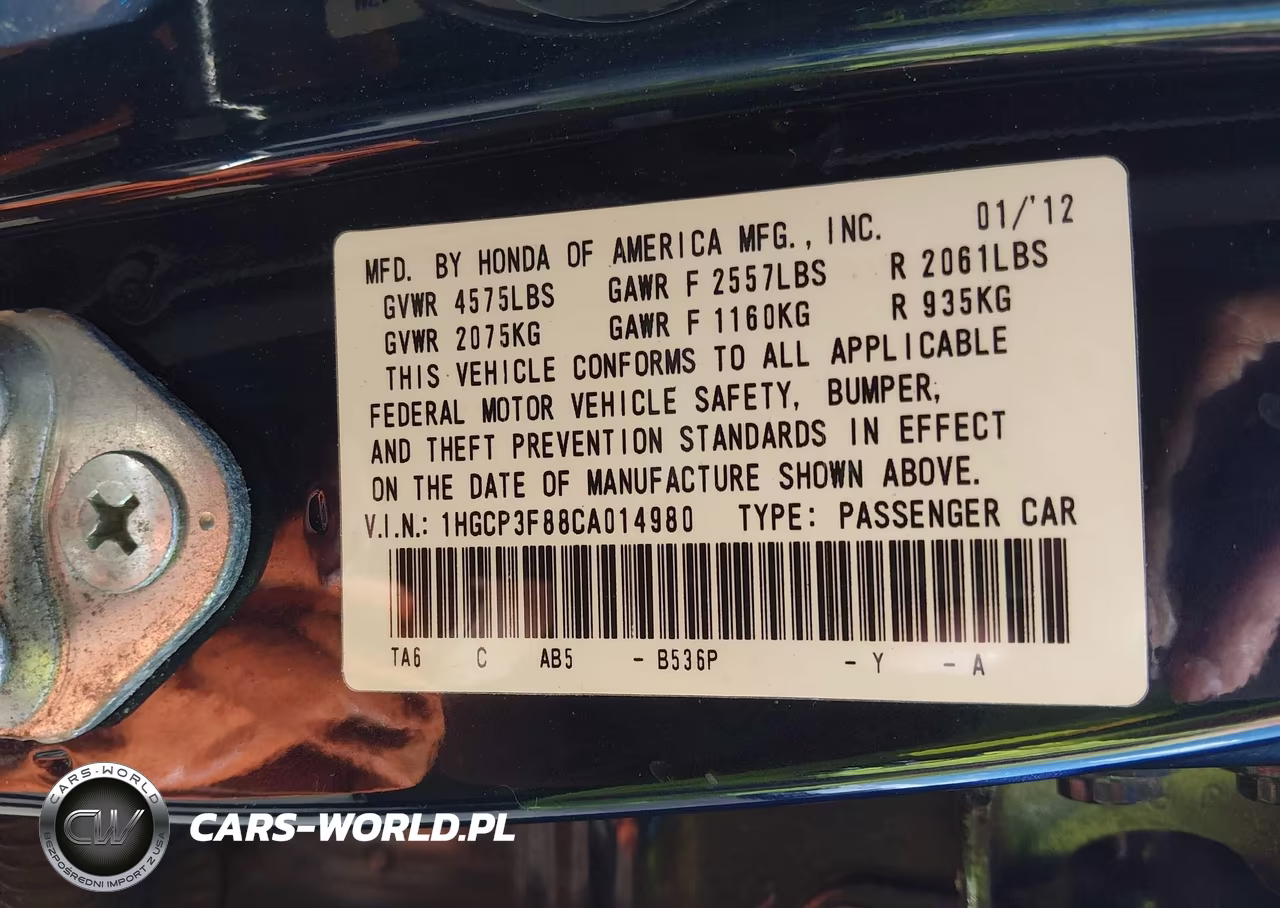 2012 Honda Accord 3.5 Ex-L VIN:1HGCP3F88CA014980 - 9