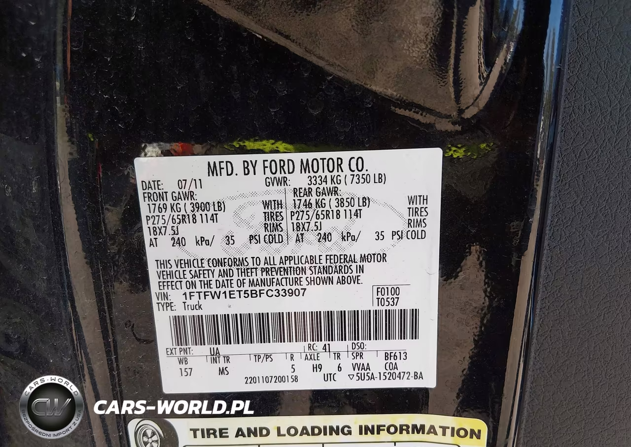 2011 Ford F-150 Xlt VIN:1FTFW1ET5BFC33907 - 9