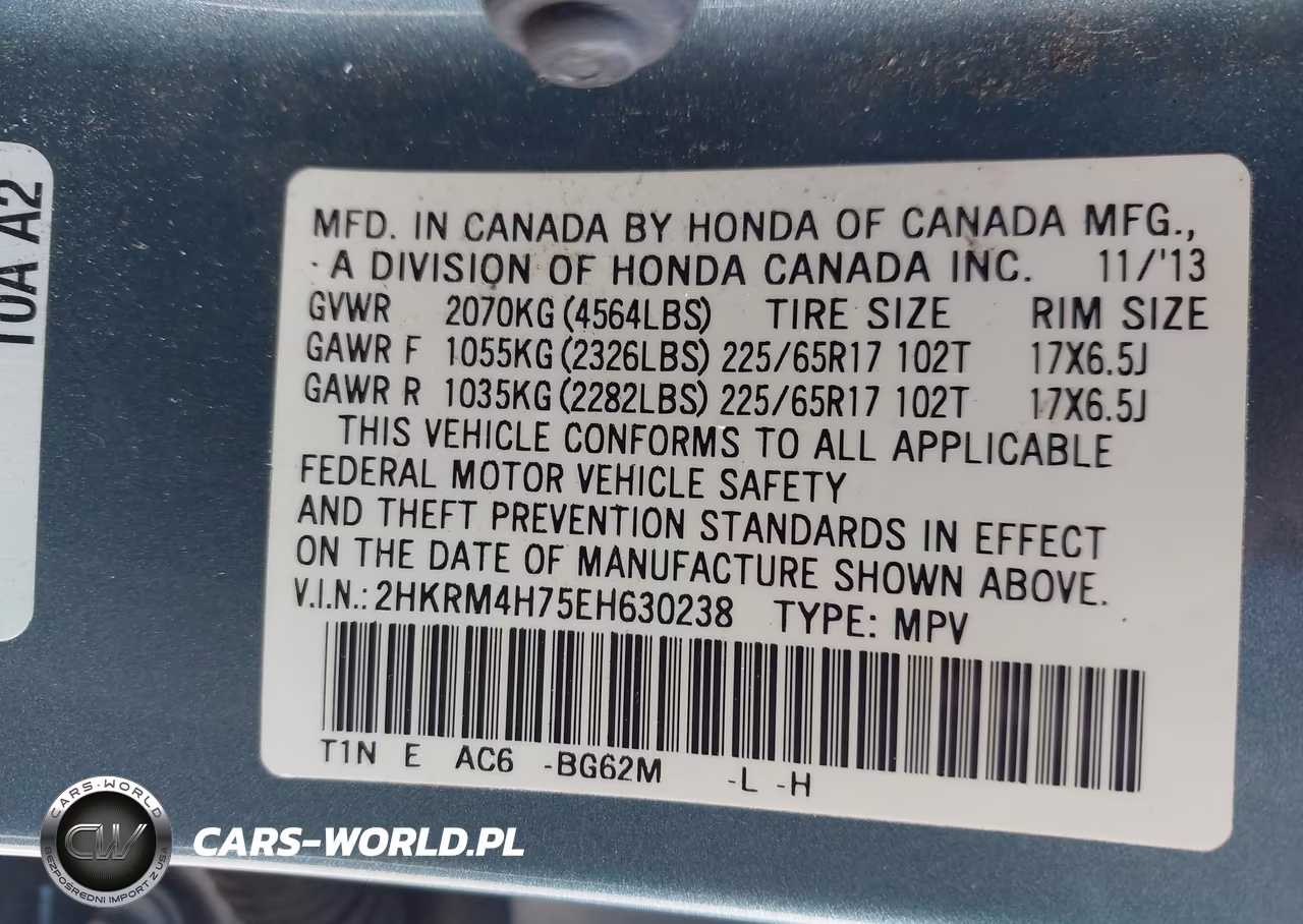 2014 Honda Cr-V Ex-L VIN:2HKRM4H75EH630238 - 9